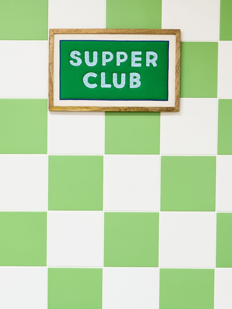 Oliver Bonas Green Supper Club Beaded Framed Wall Art - Image 1 of 6 Oliver Bonas Green Supper Club Beaded Framed Wall Art - Image 1 of 6