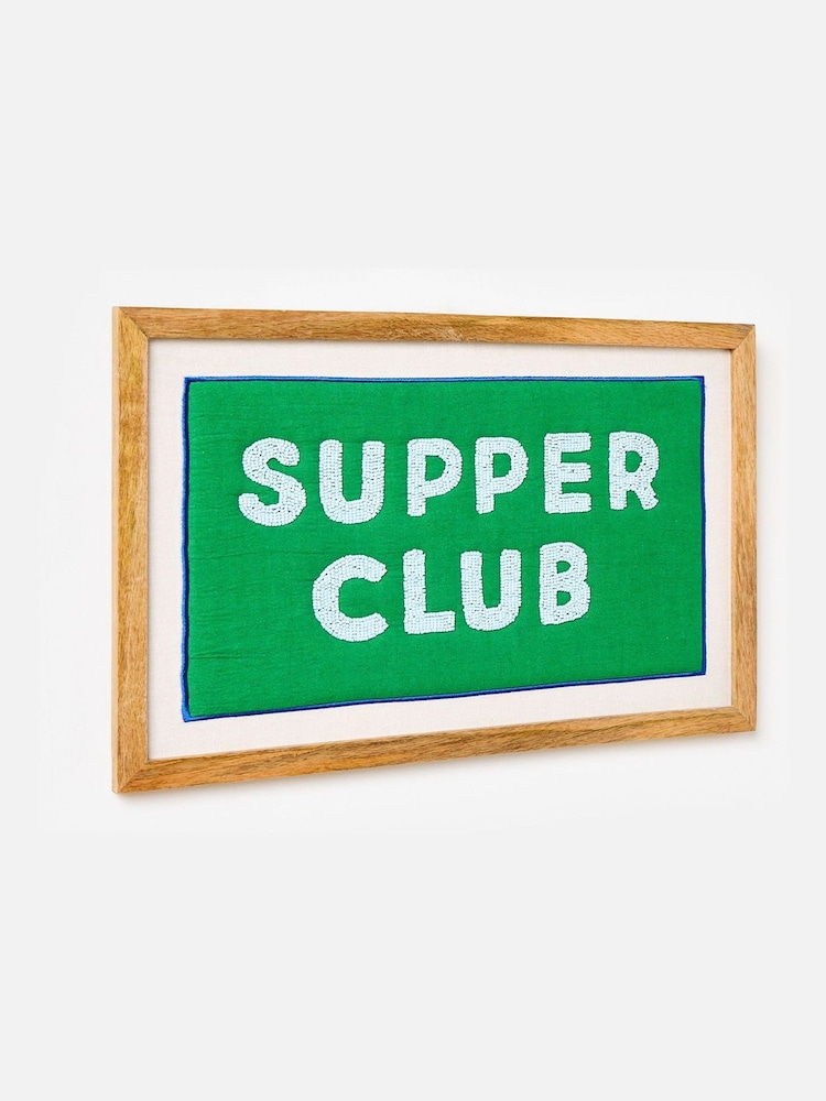 Oliver Bonas Green Supper Club Beaded Framed Wall Art - Image 2 of 6