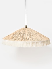 Oliver Bonas Ecru Celine Fringed Ceiling Lamp Shade - Image 1 of 3