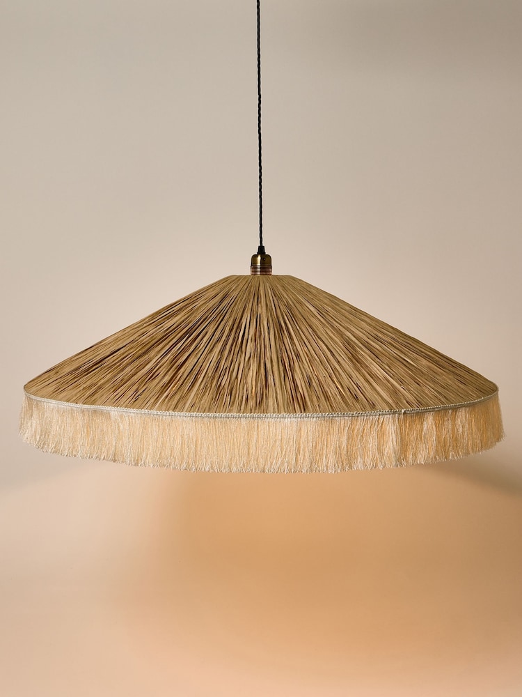 Oliver Bonas Ecru Celine Fringed Ceiling Lamp Shade - Image 2 of 3