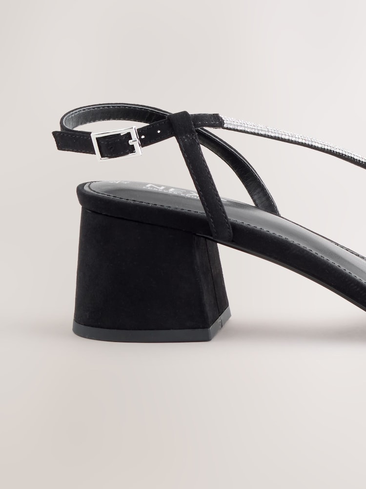 Black Forever Comfort Square Toe Jewelled Strappy Block Heeled Sandals - Image 11 of 11 Black Forever Comfort Square Toe Jewelled Strappy Block Heeled Sandals - Image 11 of 11