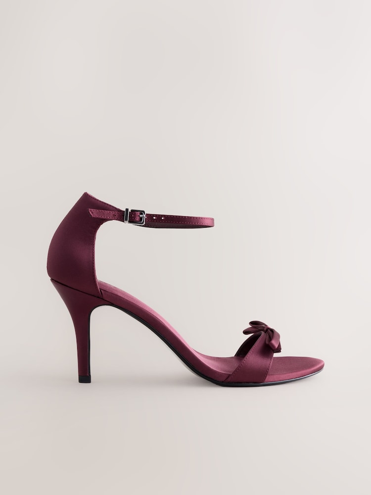 Bordo rdeča - Forever Comfort® Mini Satin Bow Heeled Sandals - Slika 1 iz 5