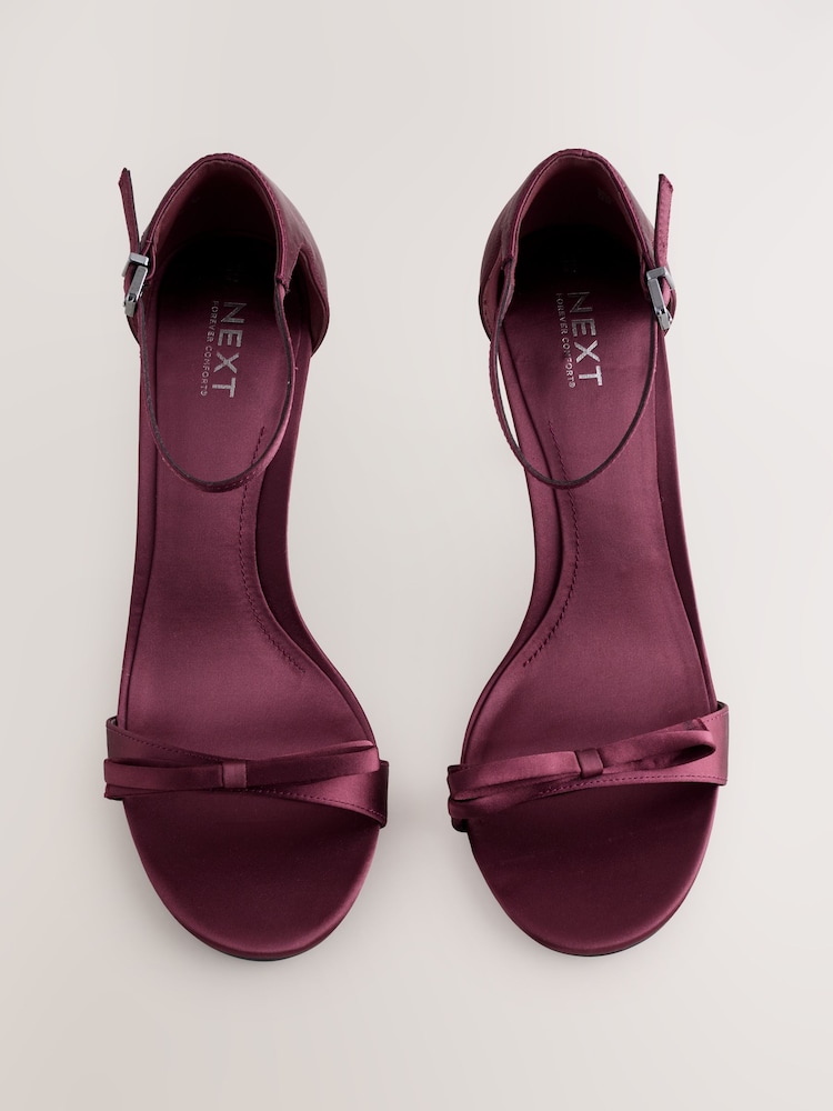Bordo rdeča - Forever Comfort® Mini Satin Bow Heeled Sandals - Slika 2 iz 5