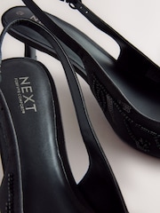 Negro - Forever Comfort Satin Beaded Slingback Kitten Heels - Imagen 12 de 13