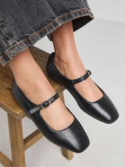 JD Williams Black Extra Wide Fit Mary Jane Flat Shoes - Image 1 of 4