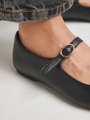 JD Williams Black Extra Wide Fit Mary Jane Flat Shoes - Image 4 of 4