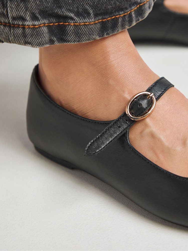 JD Williams Black Extra Wide Fit Mary Jane Flat Shoes - Image 4 of 4