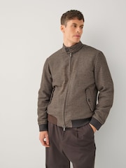 Brown Dogstooth Check Harrington Jacket - Image 1 of 11