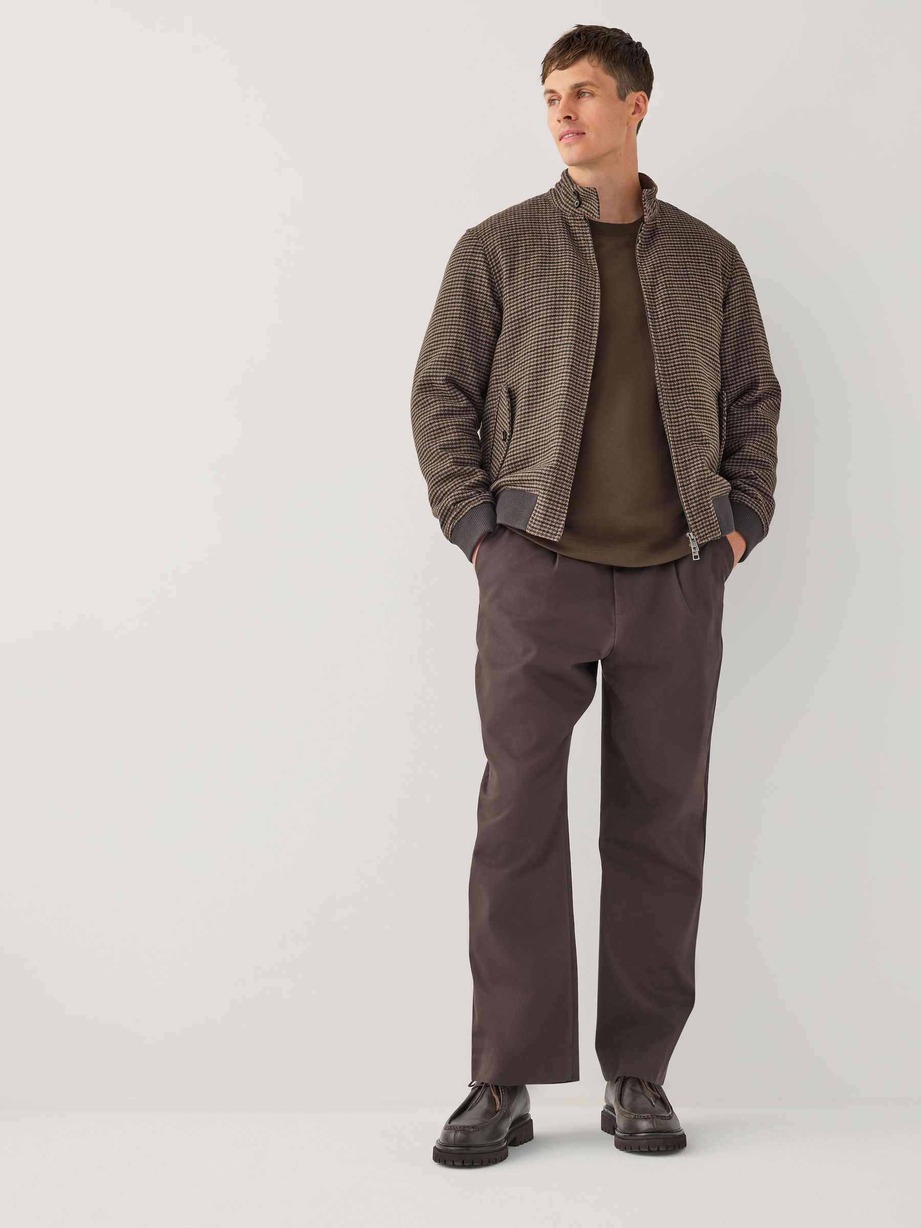 Buy Brown Dogstooth Check Harrington Jacket from Next Australia