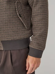 Brown Dogstooth Check Harrington Jacket - Image 3 of 11
