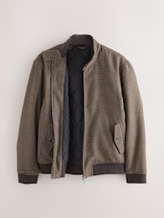 Brown Dogstooth Check Harrington Jacket - Image 7 of 11