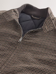 Brown Dogstooth Check Harrington Jacket - Image 8 of 11