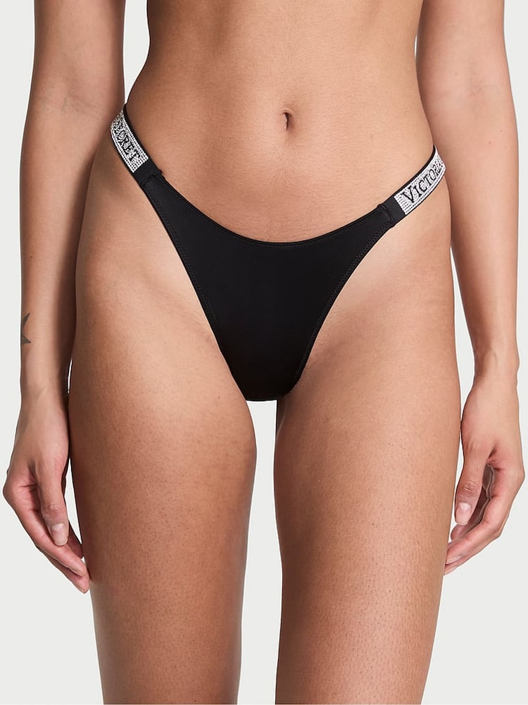 Victoria's Secret Black Brazilian Shine Strap Knickers - Image 1 of 3
