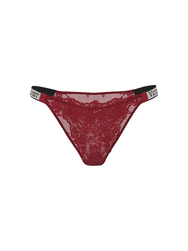 Victoria's Secret Sangria Red Brazilian Shine Strap Lace Knickers - Image 1 of 1 Victoria's Secret Sangria Red Brazilian Shine Strap Lace Knickers - Image 1 of 1