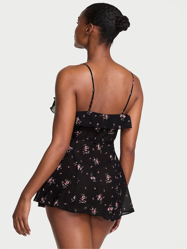 Victoria's Secret Black Wisteria Sheer Chiffon Babydoll Set - Image 2 of 2