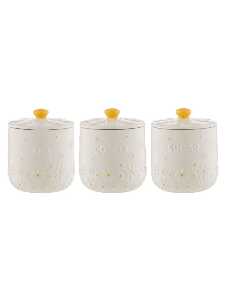 Price & Kensington. Cream Daisy Tea Coffee Sugar and Kitchen Tidy Set - Image 4 of 4