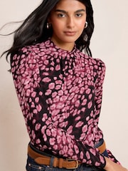 Friends Like These Burgundy Animal High Neck Printed Top - Image 1 of 4