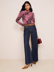 Friends Like These Burgundy Animal High Neck Printed Top - Image 3 of 4