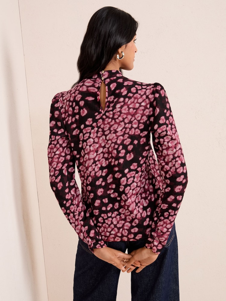 Friends Like These Burgundy Animal High Neck Printed Top - Image 4 of 4