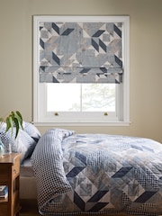 Blue Ready Made Blackout/Thermal Patchwork Print Roman Blinds - Image 1 of 7