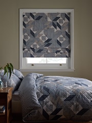 Blue Ready Made Blackout/Thermal Patchwork Print Roman Blinds - Image 2 of 7