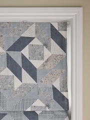 Blue Ready Made Blackout/Thermal Patchwork Print Roman Blinds - Image 6 of 7