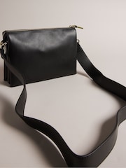 Ted Baker Black Darceyy Branded Webbing Leather Cross-Body Bag - Image 2 of 6