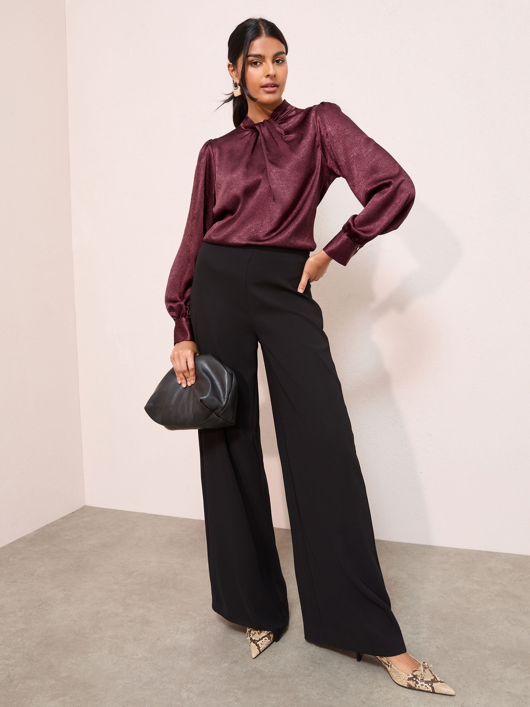 Buy Friends Like These Merlot Red Crushed Satin Twist Neck Long