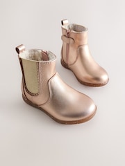 Rose Gold Wide Fit (G) Leather Chelsea Ankle Boots - Image 1 of 5