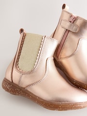 Rose Gold Wide Fit (G) Leather Chelsea Ankle Boots - Image 5 of 5