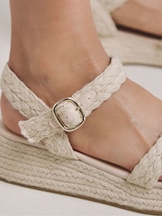Simply Be Natural Extra Wide Fit Two Part Espadrille Flatform Sandals - Image 3 of 4