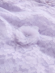 Baker by Ted Baker Lilac Purple Lace Overlay 3D Corsage Dress - Image 12 of 13
