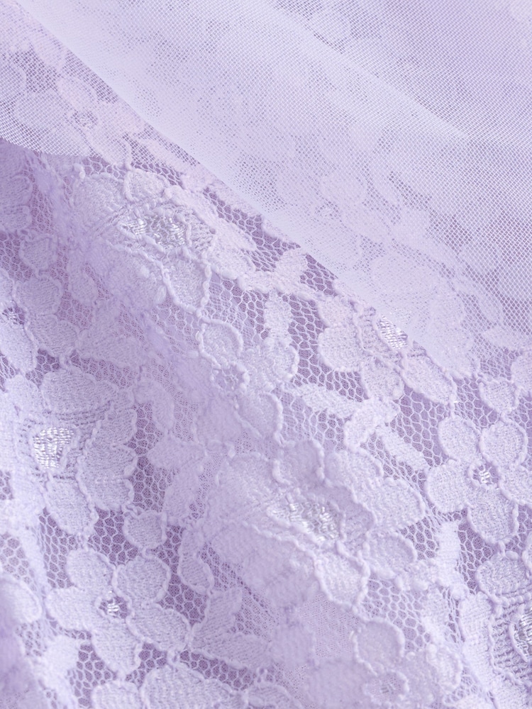 Baker by Ted Baker Lilac Purple Lace Overlay 3D Corsage Dress - Image 13 of 13