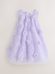 Baker by Ted Baker Lilac Purple Lace Overlay 3D Corsage Dress - Image 6 of 13