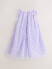 Baker by Ted Baker Lilac Purple Lace Overlay 3D Corsage Dress - Image 7 of 13