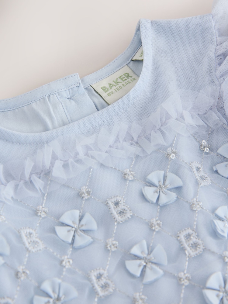 Buy Baker by Ted Baker Blue Mesh Embroidered Detail Dress from Next Italy Buy Baker by Ted Baker Blue Mesh Embroidered Detail Dress from Next Italy