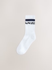 Black/White Zebra/Blue Stripe Cushion Sole Ribbed Sport Ankle Socks With Arch Support 3 Pack - Image 2 of 6