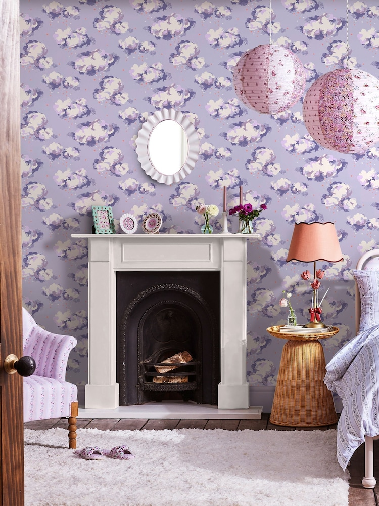 Cath Kidston Purple Silver Linings A4 Wallpaper Sample - Image 2 of 5