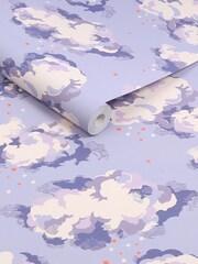 Cath Kidston Purple Silver Linings A4 Wallpaper Sample - Image 4 of 5