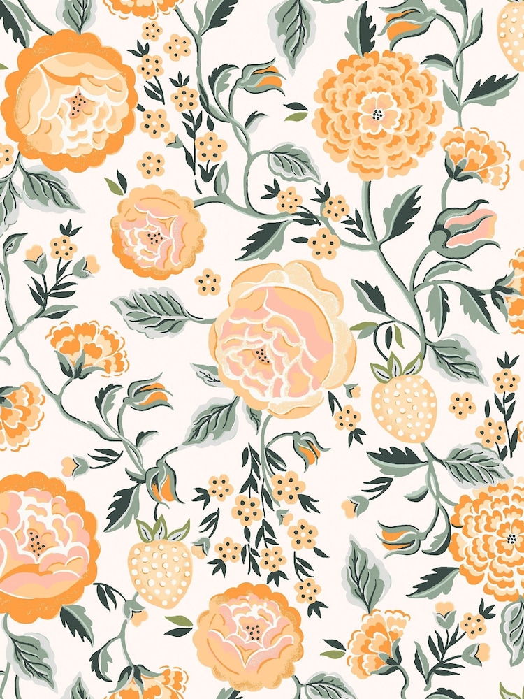 Cath Kidston Yellow Strawberry Garden A4 Wallpaper Sample - Image 2 of 4