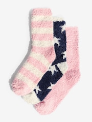 Friends Like These Pink and Navy Star Cosy Slipper Socks 3 Pack - Image 1 of 6