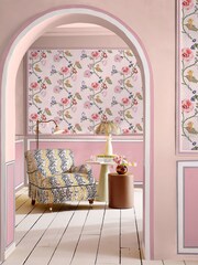 Cath Kidston Pink Catnip A4 Wallpaper Sample - Image 1 of 4