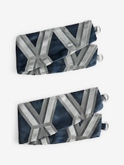 Set of 2 Navy Blue Collection Luxe Tie Backs Cut Velvet Curtains - Image 1 of 1