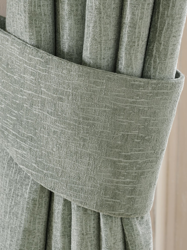 Set of 2 Green Sage Heavyweight Chenille Curtain Tie Backs - Image 2 of 3 Set of 2 Green Sage Heavyweight Chenille Curtain Tie Backs - Image 2 of 3