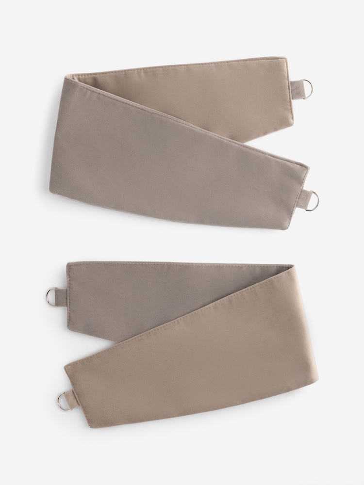 Set of 2 Natural Mink Matte Velvet Curtain Tie Backs - Image 1 of 1 Set of 2 Natural Mink Matte Velvet Curtain Tie Backs - Image 1 of 1