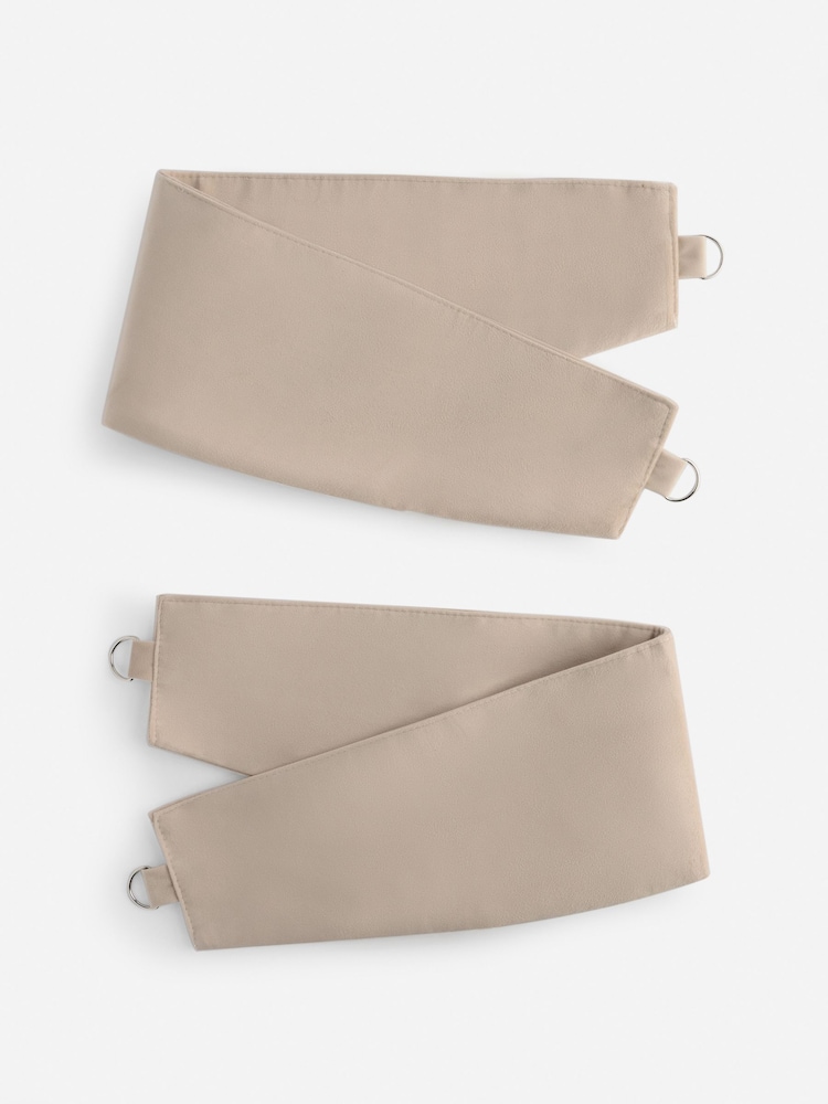 Set of 2 Natural Oatmeal Matte Velvet Curtain Tie Backs - Image 3 of 3 Set of 2 Natural Oatmeal Matte Velvet Curtain Tie Backs - Image 3 of 3