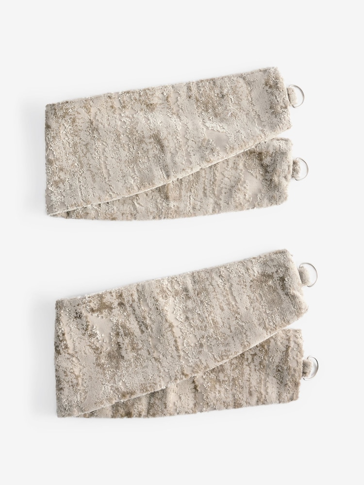Set of 2 Mid Natural Collection Luxe Tie Backs Chic Velvet Curtains - Image 1 of 1 Set of 2 Mid Natural Collection Luxe Tie Backs Chic Velvet Curtains - Image 1 of 1