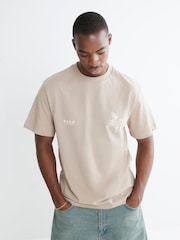 River Island Natural Regular Fit Spine Crane 100% Cotton T-Shirt - Image 2 of 4