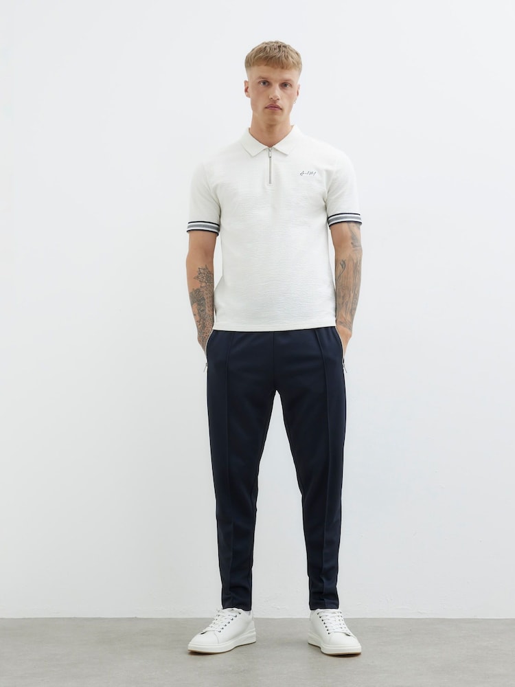 River Island White Slim Fit Tipped Embroidered Polo Shirt - Image 2 of 4