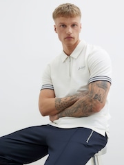River Island White Slim Fit Tipped Embroidered Polo Shirt - Image 4 of 4